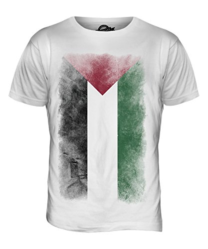 Candymix Palestine Verblichen Flagge Herren T Shirt, Größe Small, Farbe Weiß von Candymix