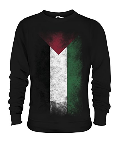 Candymix Palestine Verblichen Flagge Unisex Herren Damen Sweatshirt, Größe X-Large, Farbe Schwarz von Candymix