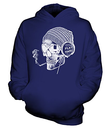 Candymix Play Hard Schädel Unisex Kinder Jungen/Mädchen Kapuzenpullover, Größe 9-11 Jahre, Farbe Navy Blau von Candymix