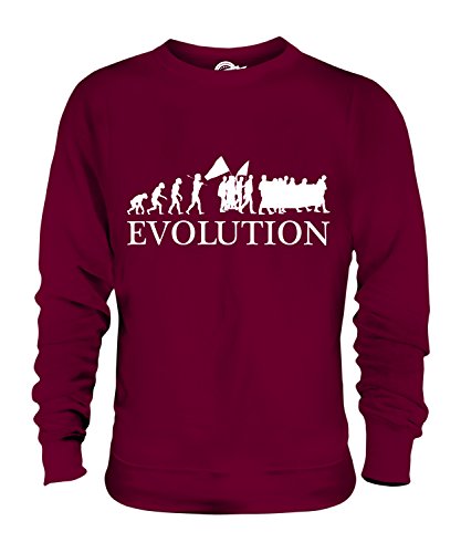 Candymix Protestmarsch Demonstration Evolution des Menschen Unisex Herren Damen Sweatshirt, Größe Large, Farbe Burgunderrot von Candymix