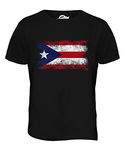 Candymix Puerto Rico Weinlese Flagge Herren T Shirt, Größe 2X-Large, Farbe Schwarz von Candymix