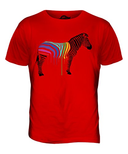 Candymix Regenbogen Gemalt Zebra Herren T Shirt, Größe 2X-Large, Farbe Rot von Candymix