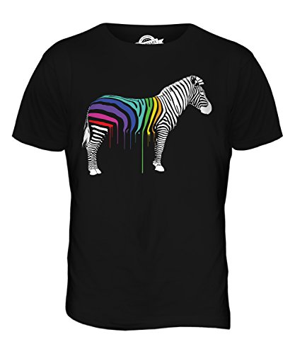 Candymix Regenbogen Gemalt Zebra Herren T Shirt, Größe Large, Farbe Schwarz von Candymix