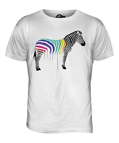 Candymix Regenbogen Gemalt Zebra Herren T Shirt, Größe X-Large, Farbe Weiß von Candymix