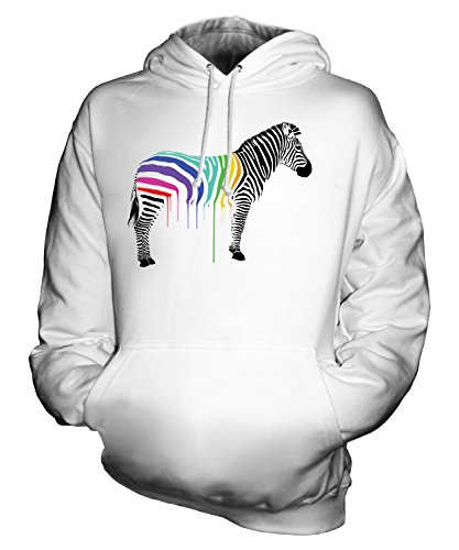 Candymix Regenbogen Gemalt Zebra Unisex Herren Damen Kapuzenpullover, Größe Medium, Farbe Weiß von Candymix