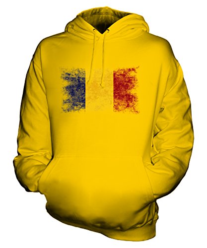 Candymix Rumänien Weinlese Flagge Unisex Herren Damen Kapuzenpullover, Größe Large, Farbe Dunkelgelb von Candymix