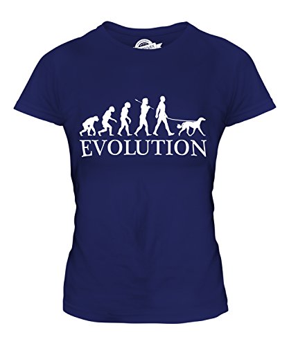 Candymix Saluki Evolution des Menschen Und Hund Damen T Shirt, Größe X-Small, Farbe Navy Blau von Candymix