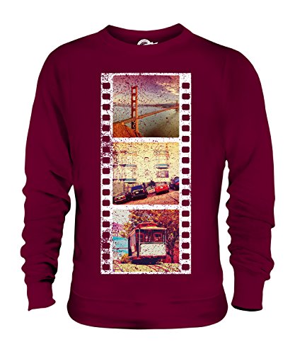 Candymix San Francisco Fotografischer Film Unisex Herren Damen Sweatshirt, Größe 3X-Large, Farbe Burgunderrot von Candymix