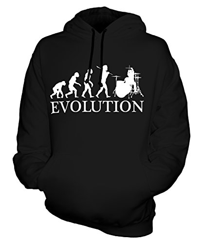 Candymix Schlagzeug Evolution des Menschen Unisex Herren Damen Kapuzenpullover, Größe Medium, Farbe Schwarz von Candymix