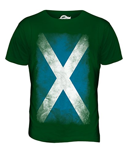 Candymix Schottland Verblichen Flagge Herren T Shirt, Größe 3X-Large, Farbe Flaschengrün von Candymix