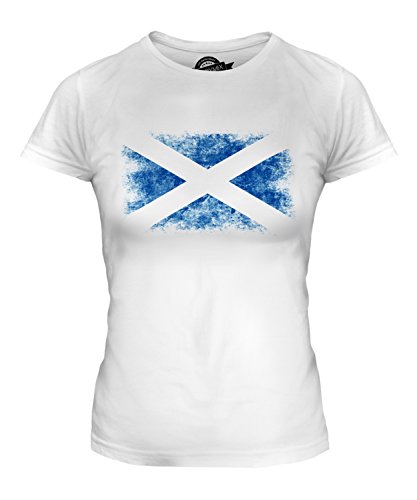 Candymix Schottland Weinlese Flagge Damen T Shirt, Größe X-Large, Farbe Weiß von Candymix