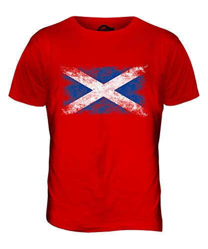 Candymix Schottland Weinlese Flagge Herren T Shirt, Größe X-Large, Farbe Rot von Candymix