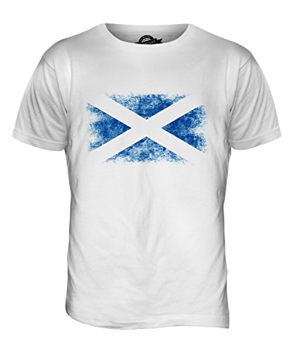 Candymix Schottland Weinlese Flagge Herren T Shirt, Größe X-Large, Farbe Weiß von Candymix
