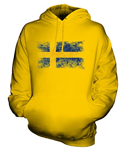 Candymix Schweden Weinlese Flagge Unisex Herren Damen Kapuzenpullover, Größe Large, Farbe Dunkelgelb von Candymix