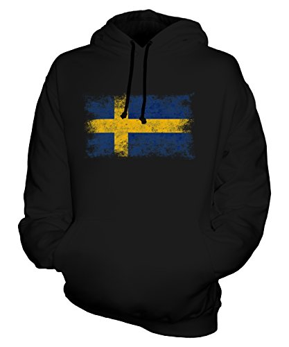 Candymix Schweden Weinlese Flagge Unisex Herren Damen Kapuzenpullover, Größe Large, Farbe Schwarz von Candymix