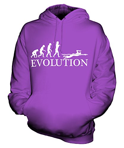 Candymix Schwimmsport Schwimmen Evolution des Menschen Unisex Herren Damen Kapuzenpullover, Größe Medium, Farbe Violett von Candymix