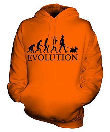 Candymix Scottish Terrier Evolution des Menschen Und Hund Unisex Herren Damen Kapuzenpullover, Größe Large, Farbe Orange von Candymix