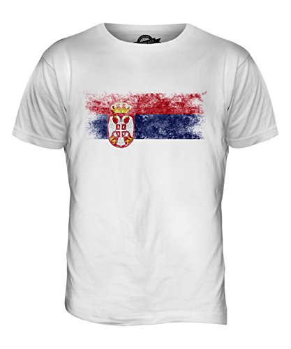 Candymix Serbien Weinlese Flagge Herren T Shirt, Größe 2X-Large, Farbe Weiß von Candymix