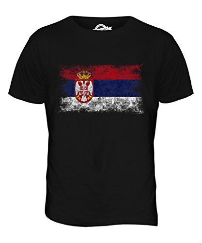 Candymix Serbien Weinlese Flagge Herren T Shirt, Größe Large, Farbe Schwarz von Candymix