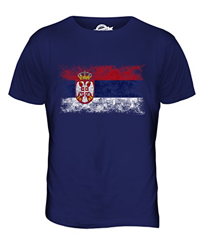 Candymix Serbien Weinlese Flagge Herren T Shirt, Größe Medium, Farbe Navy Blau von Candymix