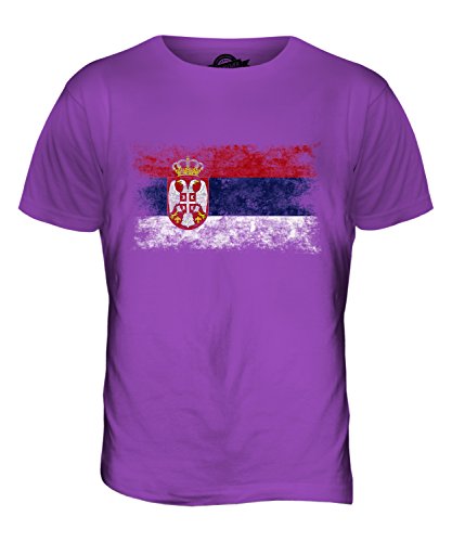 Candymix Serbien Weinlese Flagge Herren T Shirt, Größe Small, Farbe Violett von Candymix