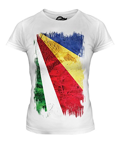 Candymix Seychellen Grunge Flagge Damen T Shirt, Größe X-Small, Farbe Weiß von Candymix