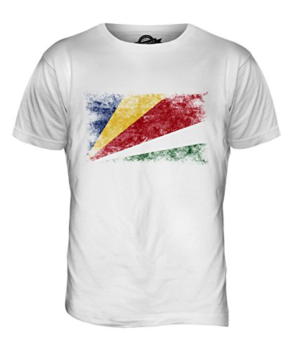 Candymix Seychellen Weinlese Flagge Herren T Shirt, Größe Medium, Farbe Weiß von Candymix