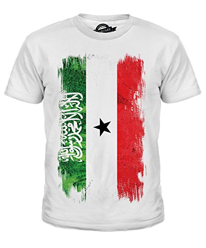 Candymix Somaliland Grunge Flagge Unisex Jungen Mädchen T Shirt, Größe 6 Jahre, Farbe Weiß von Candymix