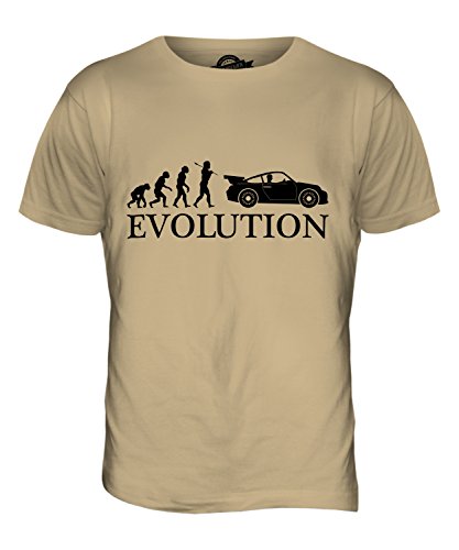 Candymix Sportswagen Evolution des Menschen Herren T Shirt, Größe Small, Farbe Sand von Candymix