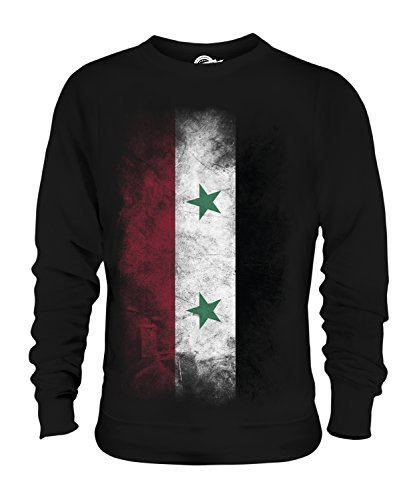 Candymix Syrien Verblichen Flagge Unisex Herren Damen Sweatshirt, Größe X-Large, Farbe Schwarz von Candymix