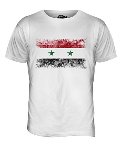 Candymix Syrien Weinlese Flagge Herren T Shirt, Größe Small, Farbe Weiß von Candymix