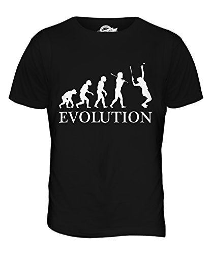 Candymix Tennis Evolution des Menschen Herren T Shirt, Größe Medium, Farbe Schwarz von Candymix