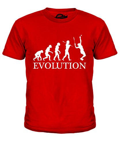 Candymix Tennis Evolution des Menschen Unisex Jungen Mädchen T Shirt, Größe 12 Jahre, Farbe Rot von Candymix