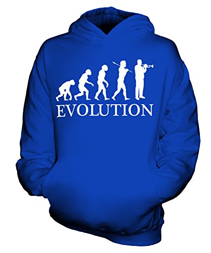 Candymix Trompete Evolution des Menschen Unisex Kinder Jungen/Mädchen Kapuzenpullover, Größe 12-13 Jahre, Farbe Königsblau von Candymix