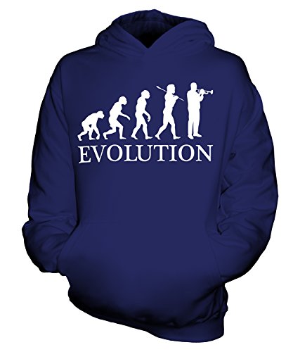 Candymix Trompete Evolution des Menschen Unisex Kinder Jungen/Mädchen Kapuzenpullover, Größe 12-13 Jahre, Farbe Navy Blau von Candymix