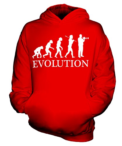 Candymix Trompete Evolution des Menschen Unisex Kinder Jungen/Mädchen Kapuzenpullover, Größe 12-13 Jahre, Farbe Rot von Candymix