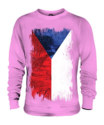 Candymix Tschechien Grunge Flagge Unisex Herren Damen Sweatshirt, Größe X-Large, Farbe Rosa von Candymix