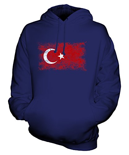 Candymix Türkei Weinlese Flagge Unisex Herren Damen Kapuzenpullover, Größe Large, Farbe Navy Blau von Candymix