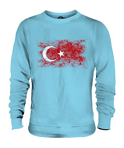 Candymix Türkei Weinlese Flagge Unisex Herren Damen Sweatshirt, Größe Large, Farbe Himmelblau von Candymix