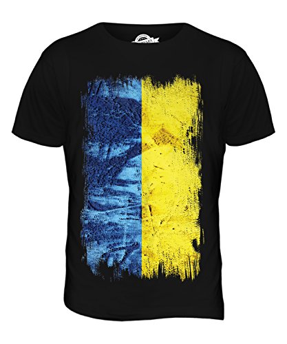 Candymix Ukraine Grunge Flagge Herren T Shirt, Größe 2X-Large, Farbe Schwarz von Candymix