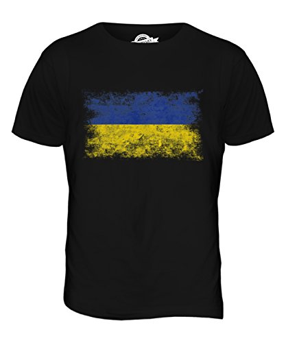 Candymix Ukraine Weinlese Flagge Herren T Shirt, Größe Large, Farbe Schwarz von Candymix