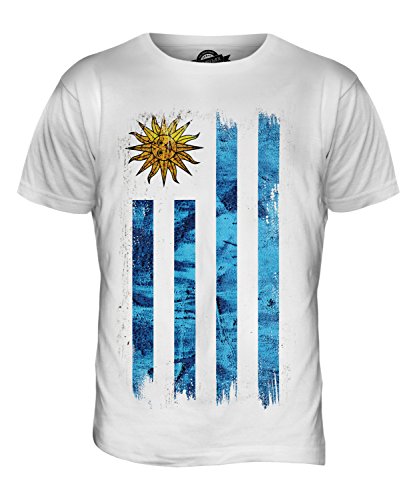 Candymix Uruguay Grunge Flagge Herren T Shirt, Größe X-Large, Farbe Weiß von Candymix