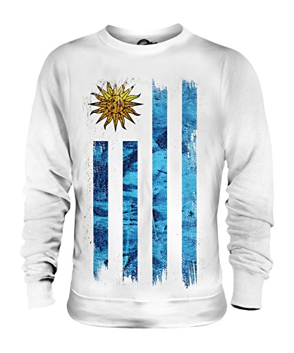 Candymix Uruguay Grunge Flagge Unisex Herren Damen Sweatshirt, Größe Small, Farbe Weiß von Candymix