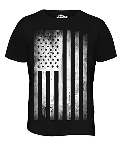 Candymix Usa Sternenbanner Schwarzweiß Verblichen Flagge Herren T Shirt, Größe 3X-Large, Farbe Schwarz von Candymix