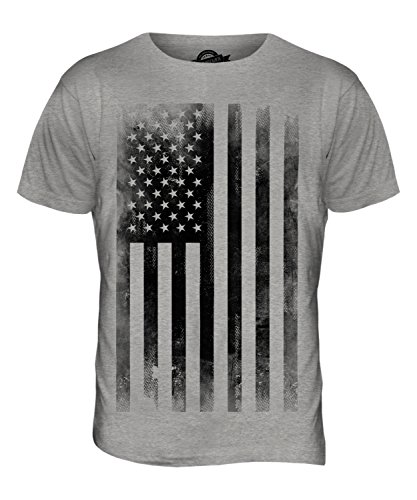 Candymix Usa Sternenbanner Schwarzweiß Verblichen Flagge Herren T Shirt, Größe X-Large, Farbe Grau Meliert von Candymix