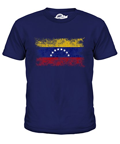 Candymix Venezuela Weinlese Flagge Unisex Jungen Mädchen T Shirt, Größe 12 Jahre, Farbe Navy Blau von Candymix