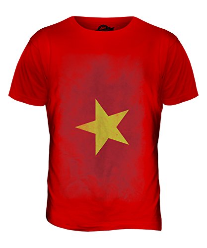 Candymix Vietnam Verblichen Flagge Herren T Shirt, Größe 4X-Large, Farbe Rot von Candymix