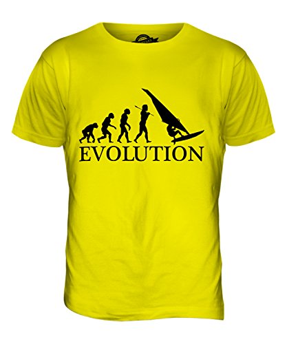 Candymix Windsurfen Evolution des Menschen Herren T Shirt, Größe 2X-Large, Farbe Zitronengelb von Candymix