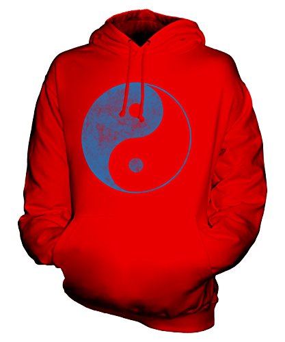 Candymix Yin Yang Symbol Verblichen Unisex Herren Damen Kapuzenpullover, Größe Medium, Farbe Rot von Candymix