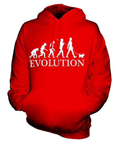 Candymix Yorkshire Terrier Evolution des Menschen Und Hund Unisex Herren Damen Kapuzenpullover, Größe X-Large, Farbe Rot von Candymix